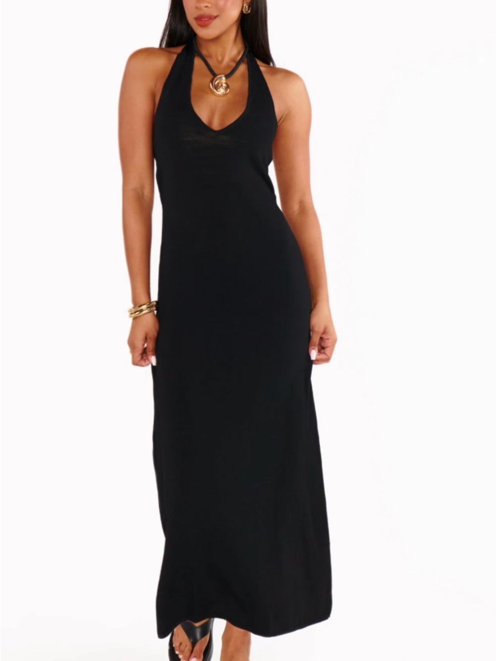 BNWT Show Me Your MuMu Kate Halter Black Maxi Dress